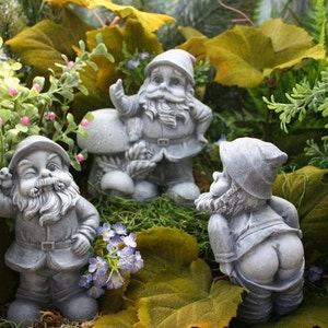 Garden Gnome Flipping The Bird, Concrete Rude Garden Gnomes for Sale image 5