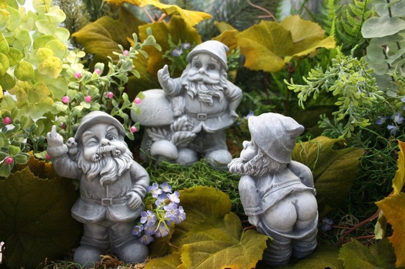 Garden Gnome Flipping The Bird, Concrete Rude Garden Gnomes for Sale image 5