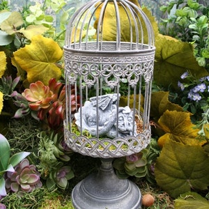 Baby Dragon Statue - Pet Baby Dragon In A Cage - Hand Raised and Ready for a New Home - Concrete Baby Dragon