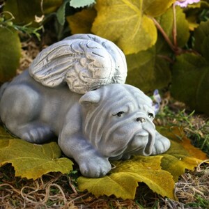 Angel Bulldog Garden Statues Concrete Bulldog Angel Dog Sculptures image 2