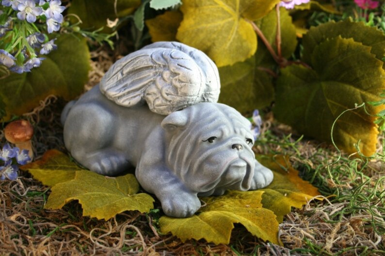 Angel Bulldog Garden Statues Concrete Bulldog Angel Dog Sculptures image 2