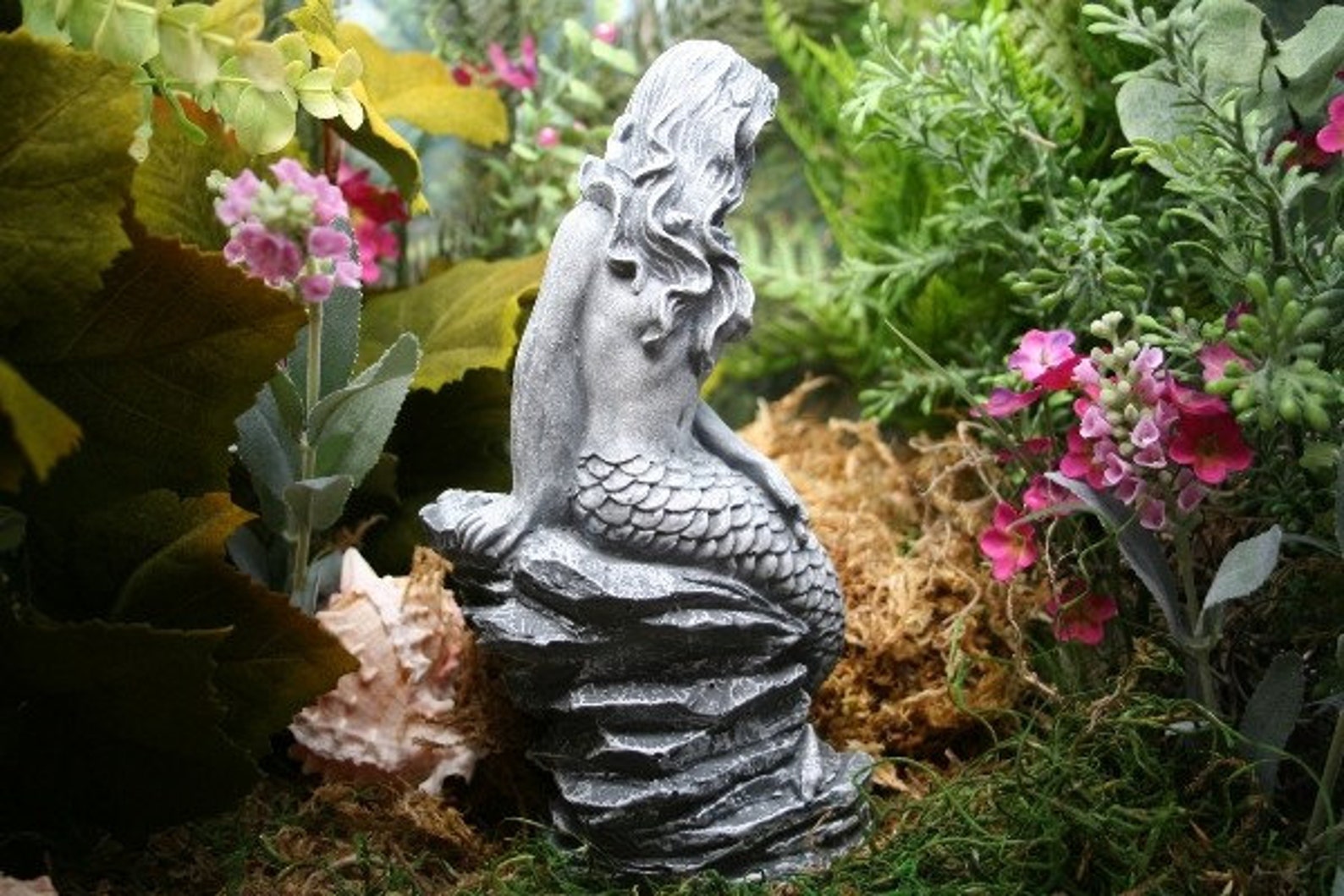 MERMAID GARDEN STATUES Siren Concrete Pond Sculpture | Etsy