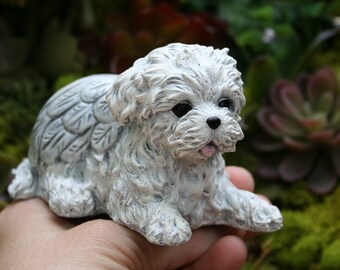 Maltese Dog Angel Statue Maltese Memorial Concrete Statue