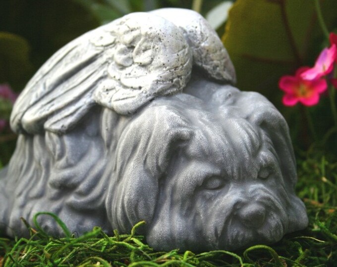 Dog Angel Statues Dog Memorials Shih Tsu Lhasa Apso Etsy