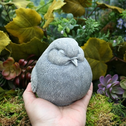 Concrete Bird Statue Fat Bird Garden Sculpture Etsy
