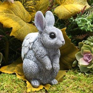 Angel Bunny Statue - Bunny Memorial Statue - Rabbit Angel Garden Statue Made of Solid Concrete - Concrete Bunny
