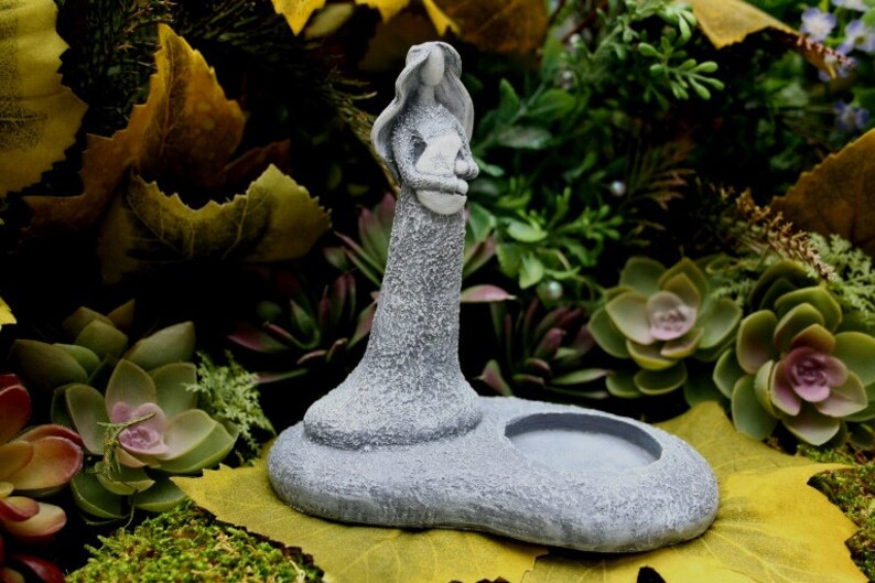 Moon Goddess Statue, Lunar Goddess Tea Light Holder, Goddess Holding Crescent Moon Concrete Statue image 6