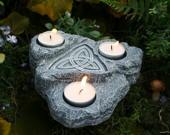 Celtic Goddess Art - Triple Goddess Tea Light Holder - Celtic Knotwork Triquetra