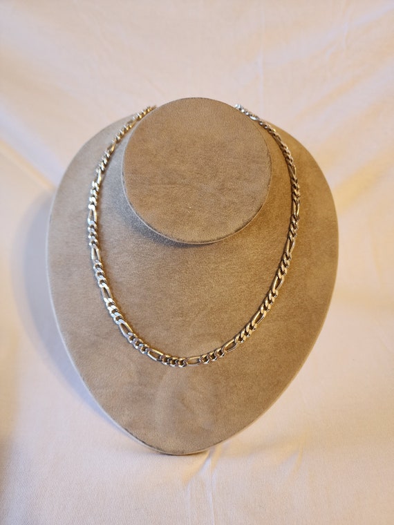 Solid Sterling Silver Figaro Necklace - image 2