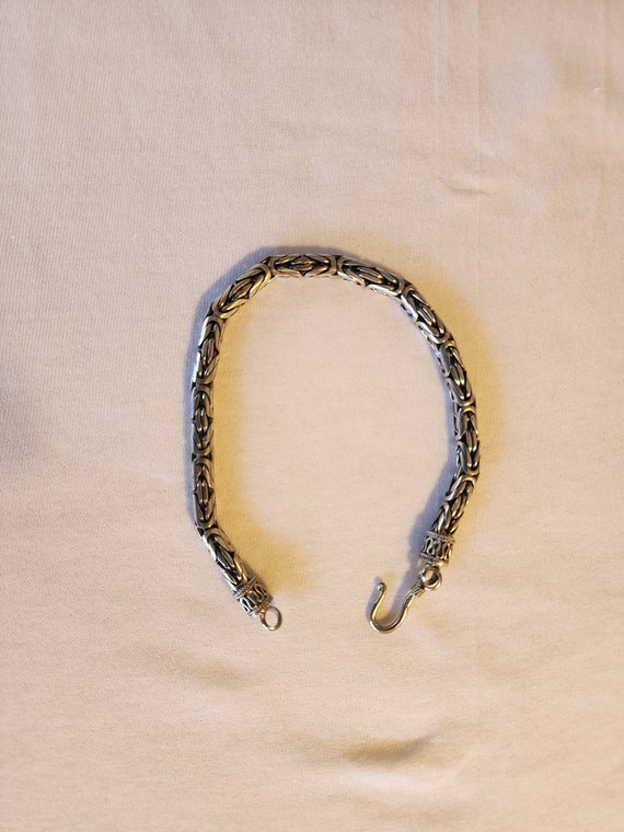 Solid Sterling Silver Byzantine Bracelet - image 2