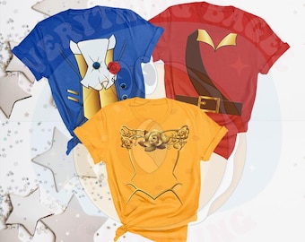 Beauty And The Beast Matching Family Halloween Costume Shirts, Group Cosplay Shirt Halloween Belle, Beast, Gaston and more!
