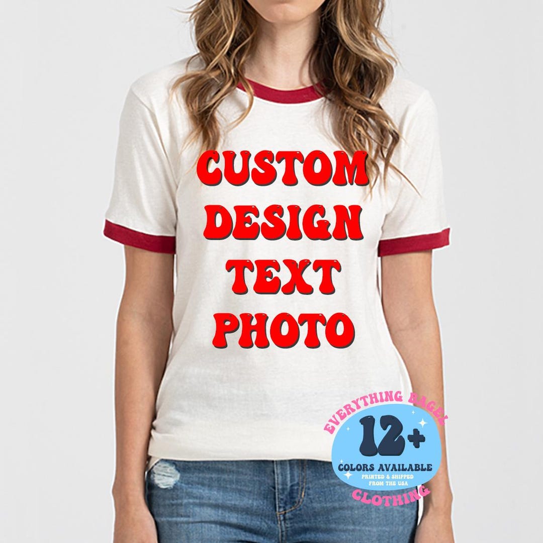 Custom Printed Ringer T-shirt - Personalized - Etsy