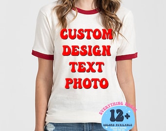 Custom Printed Ringer T-Shirt - Personalized