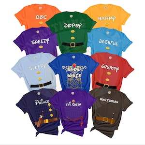 7 Dwarf costume group shirts - Halloween matching t-shirts - Cosplay costumes seven dwarfs - Birthday party, company events, cruise tees
