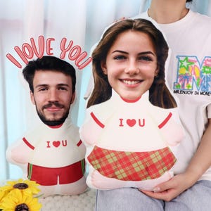 Cuscino umanoide personalizzato fai da te con foto | Cuscino con foto del viso | Bambola con immagine dei cartoni animati | Regalo di compleanno per coppie | Regalo per fidanzato