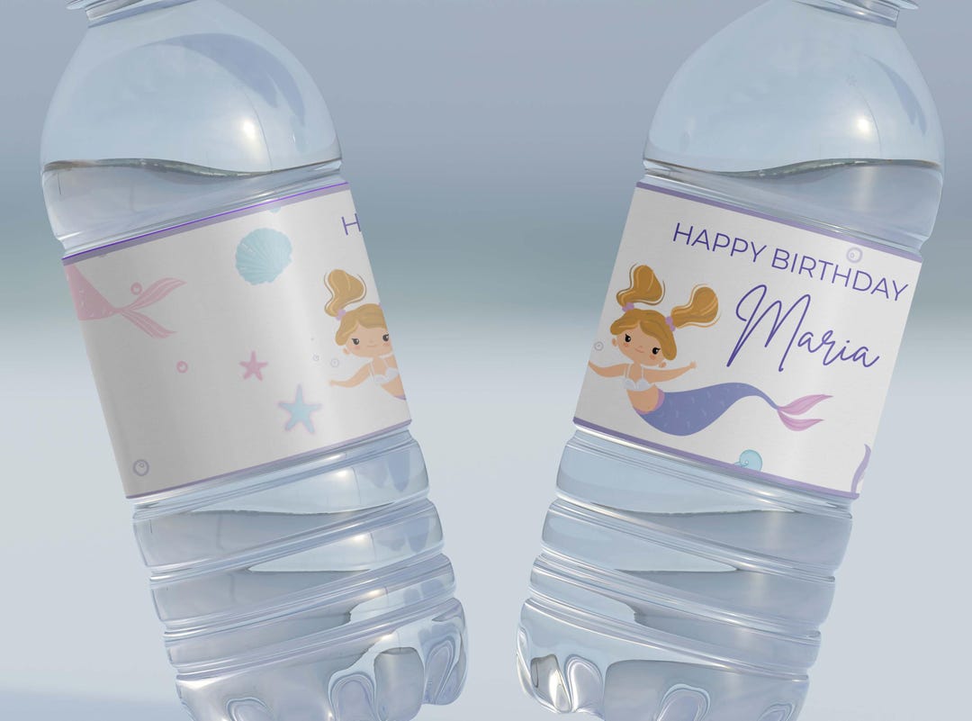 Mermaid Water Bottle Label Template | Under the Sea Birthday | Editable ...