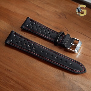 Handmade rally racing leather watch strap | A unique and fashionable design | an ideal gift for watch lovers | 18mm, 20mm, 22mm, 24mm