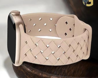Silicone Braided Watch Band for Apple Watch - Waterproof, Comfortable, Durable - Perfect Replacement Strap for iWatch Series 1-8 & SE
