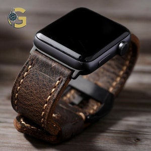 Personalised Dark Brown Leather Apple Watch Band - premium quality, stylish and durable - ideal strap for Apple Watch lovers