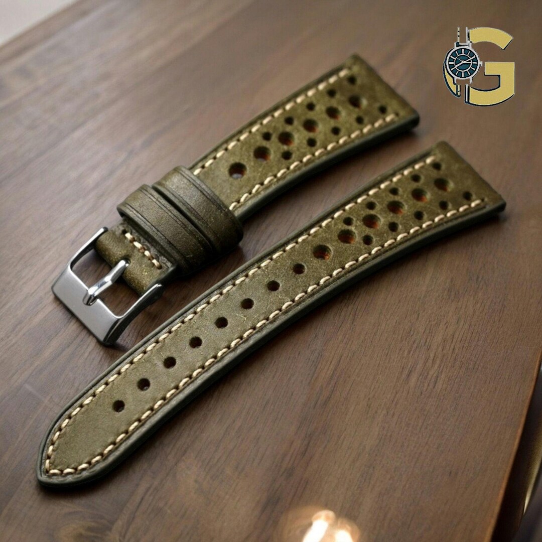 Steel Rally Watch Strap Handmade Rally Racing Leather Watch Strap | Beautiful Strap, Sizes 18 ...
