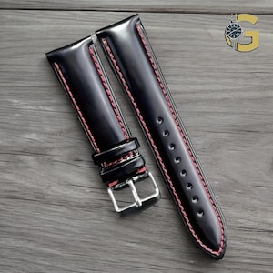 Premium Omega Black Cordovan Watch Strap - Handmade Luxury Strap for Classic Watches - Durable, Fashionable, Perfect Fit