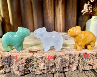 2 inches Hand Carved Crystal Capybara Carving, Gemstone Dog Home Decor, Healing Crystals Animal Figurines Gifts.