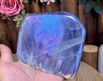 Rare! Large Pink Purple Labradorite Freeform Ornament, Natural Colourful Light Labradorite Standing Display Specimens, Healing Crystal Gift.