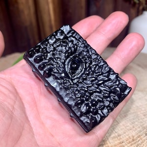 2.4&quot; Natural Obsidian The Book of the Eye Carving, Healing Crystal Books Figurine Home Decor, Crystal Gifts For Friends.