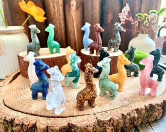 60MM Natural Hand Carved Crystal Giraffe Carving, Gemstone Horse Home Decor, Healing Crystals Animal Figurines Gifts.