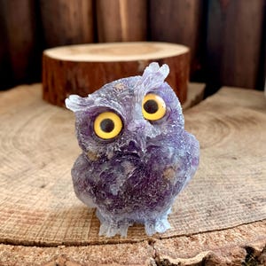 60MM Natural Amethyst Owl Carving, Gemstone Birds Figurine Decor, Healing Crystal Animals Home Decor, Crystal Gifts For Friends.