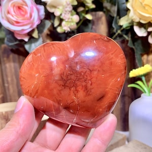 AAAA+ Natural Red Agate Crystal Heart, Healing Gemstone Gifts for Lover, Hand-Carved Crystal Home Decor.