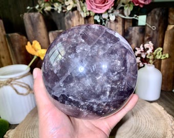¡Gigante! Esfera de fluorita arcoíris de mica de 12,7 cm + 3,4 kg, bola de adivinación de cristal, decoración de bola de piedra preciosa natural, adorno de cristal curativo. DYSQ01