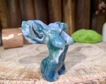 60mm Druzy Geode Moss Agate Angel Carving, Gemstone Figurine Decor, Healing Crystal Angel Home Decor, Crystal Gifts For Friends.