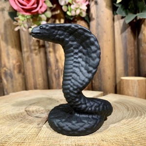 4&quot; Large Natural Obsidian Snake Carving, Handcrafted Crystal Cobra Figurine, Healing Crystal Animal Home Decor, Crystal Sculpture Gifts.