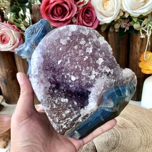 Exquisite 6.7&quot; Amethyst Geode Agate Lizard Carving Ornaments, Purple Druzy Crystal Figurine, Healing Crystal Home Decor, Crystal Gift For.