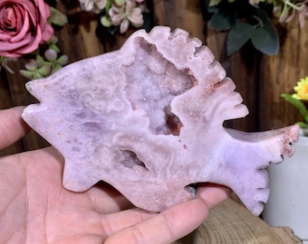 Exquisite Pink Amehtyst Geode Druzy Fish, Sparkling Pink Crystal Animal Home Decor, Healing Crystal  Ornament.PP08