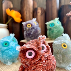 Lovely Crystal Owl Carving, Gemstone Birds Figurine Decor, Healing Crystal Animals Home Decor, Crystal Gifts For Friends.