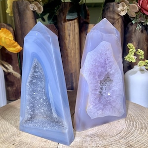 Rare Natural Druzy Geode Agate Obelisk, Crystal Cluster Cave Tower Home Decor, Healing Crystal Point Ornament.