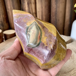 Natural Ocean Jasper Flame Fire Carving, Hand Carved Crystal Figurine Decor, Colourful Gemstone Home Decor, Healing Crystal Ornament.OJF49