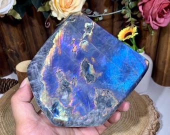 Huge! Purple Labradorite Freeform Ornament, Natural Colourful Light Labradorite Standing Display Specimens, Healing Crystal Gift.PQ99
