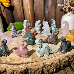 50MM Natural Hand Carved Crystal Dinosaur Carving, Gemstone Dino Home Decor, Healing Crystals Animal Figurines Gifts.