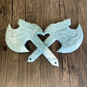 12&quot; Large Crystal Axe Carving, Hand Carved Natural Quartz Battle-axe Sculpture Home Decor, Healing Crystals Figurine Gifts.SA34