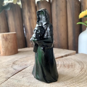 100 mm natuurlijk handgemaakt obsidiaan schedelsnijwerk, kristal skelet man sculptuur, kwarts schedel beeldje decor, helende kristallen woondecoratie.