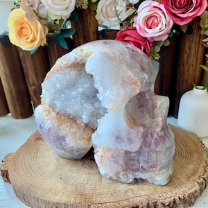 Giant! 8.5&quot;+13.5LB Natural Amethyst Geode Crystal Skull Carving, Hand Carved Crystal Skull Sculptures Home Decor, Healing Crystals Gift.