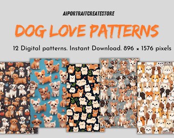 12 Hundeliebhaber inspiriert Floral bedruckbares Papier Sofortiger digitaler Download Hundegarn Floral Scrapbook Junk Journal Papier JPG