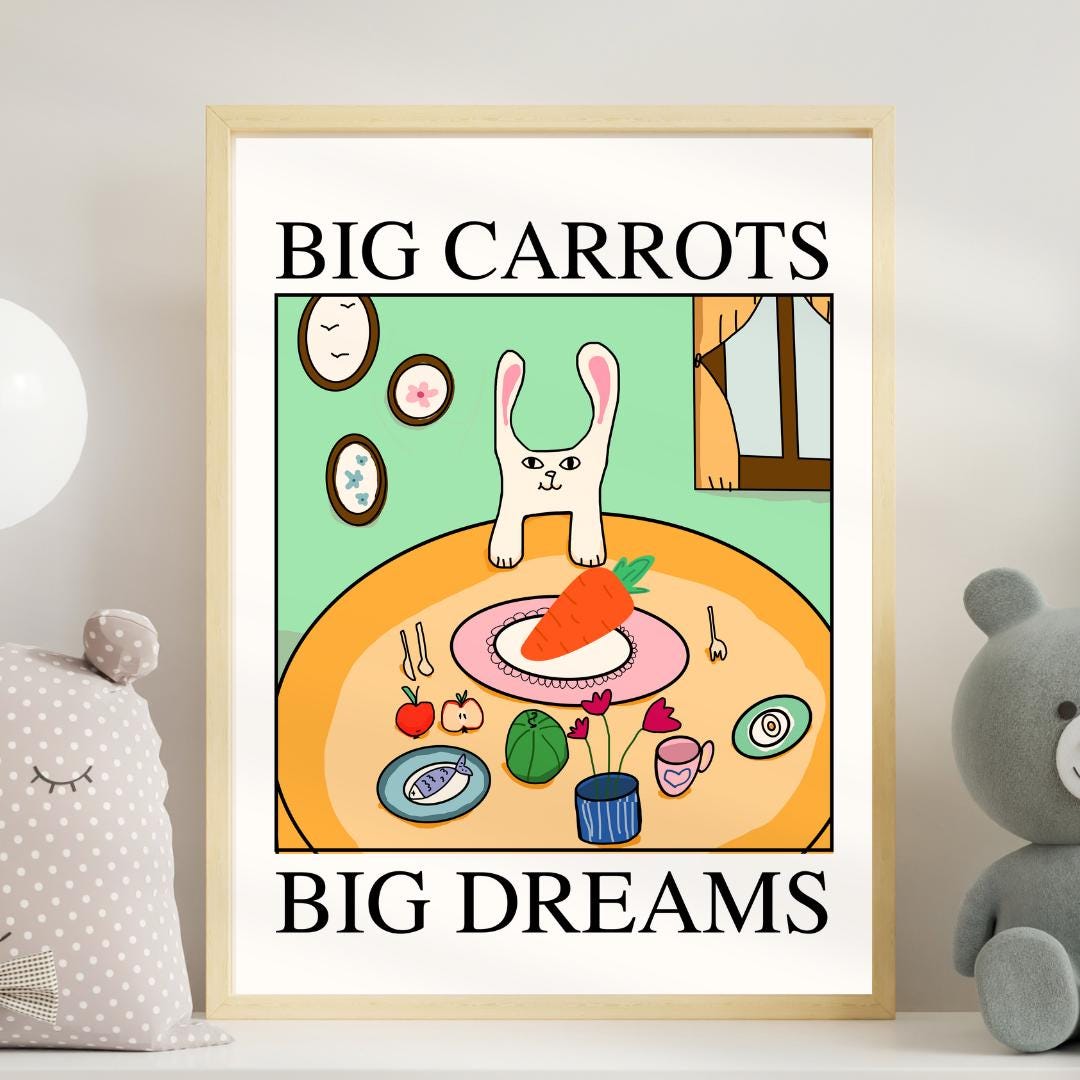 Bunny Nursery Print: Scandinavian Rabbit Wall Art (digital Download) - Etsy