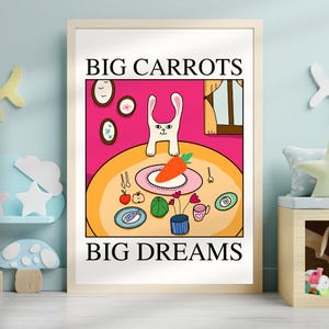 Beige Bunny Nursery Print | Minimal Wall Art for Kids | Cute Rabbit Poster | Scandinavian Baby Room Decor | Animal Illustration