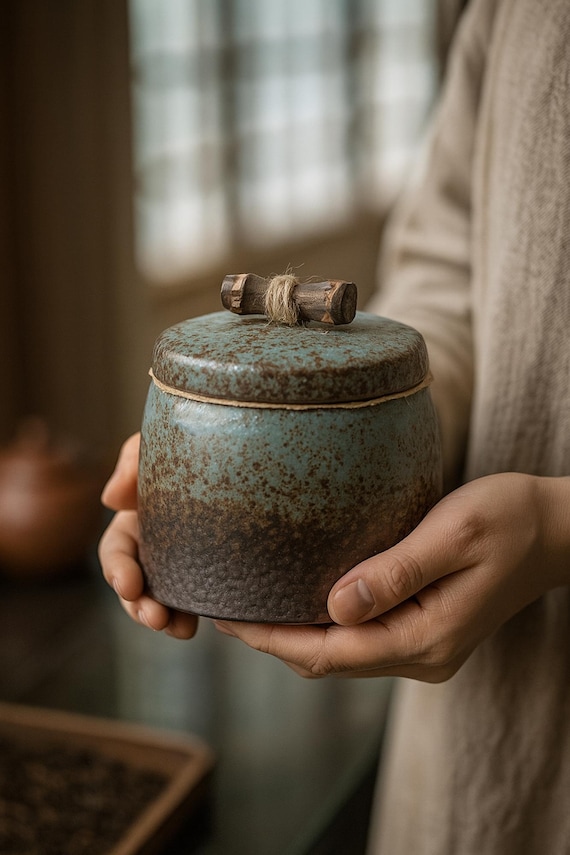 ストウブ　Wabi-Sabi セラミック Rustic Glazed Ceramic Tea Jar: Wabi Sabi Kitchen Canister - Etsy
