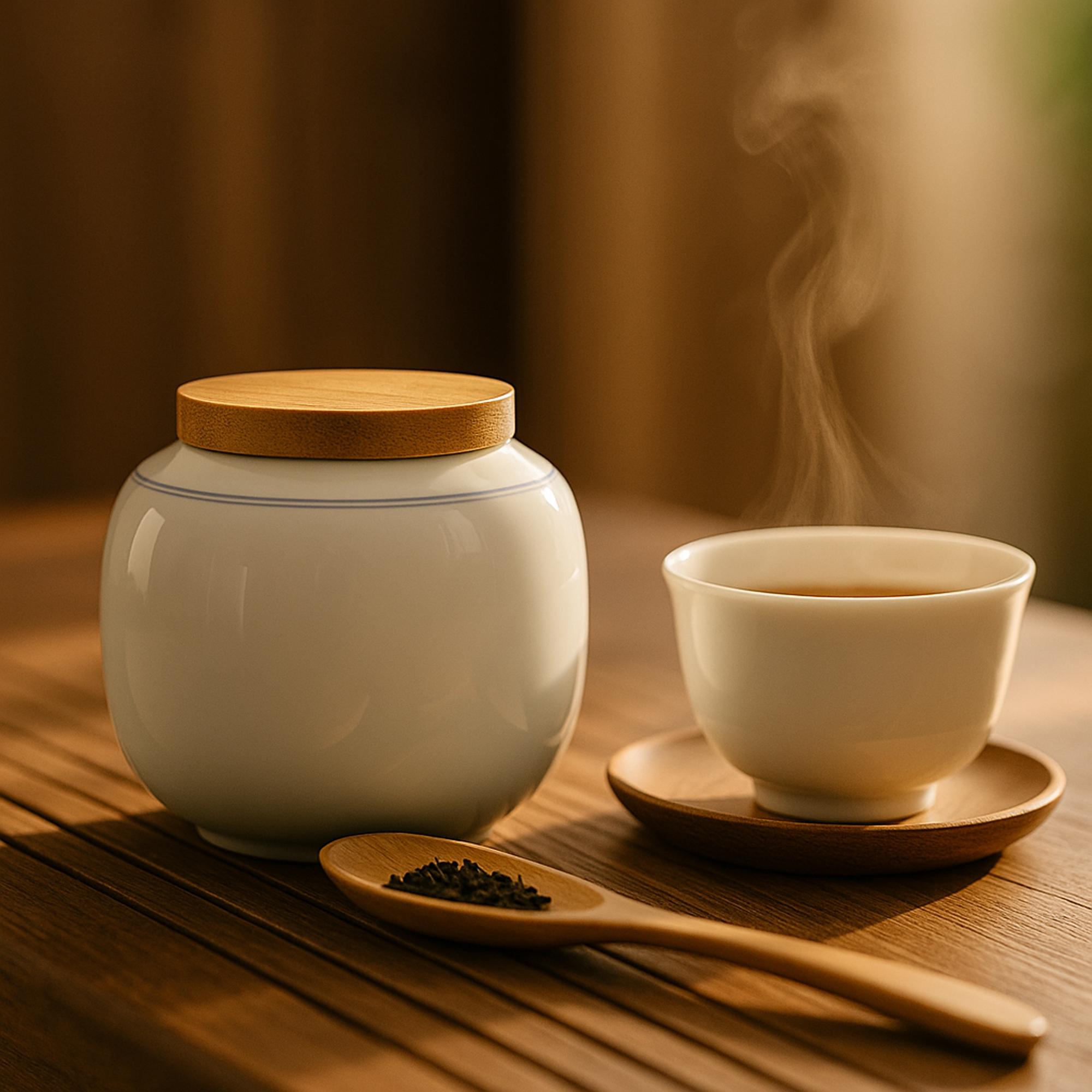 Ma2ta Rab Tea Ceramic Tea Storage Jar With Bamboo Lid - Etsy UK