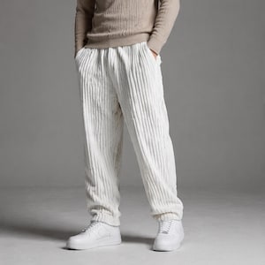 Manchesterbyxor med vida ben, retro streetwear, casualbyxor för män
